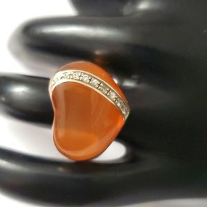 Watch Video / Large Sterling Silver 925 Honey Heart Ring